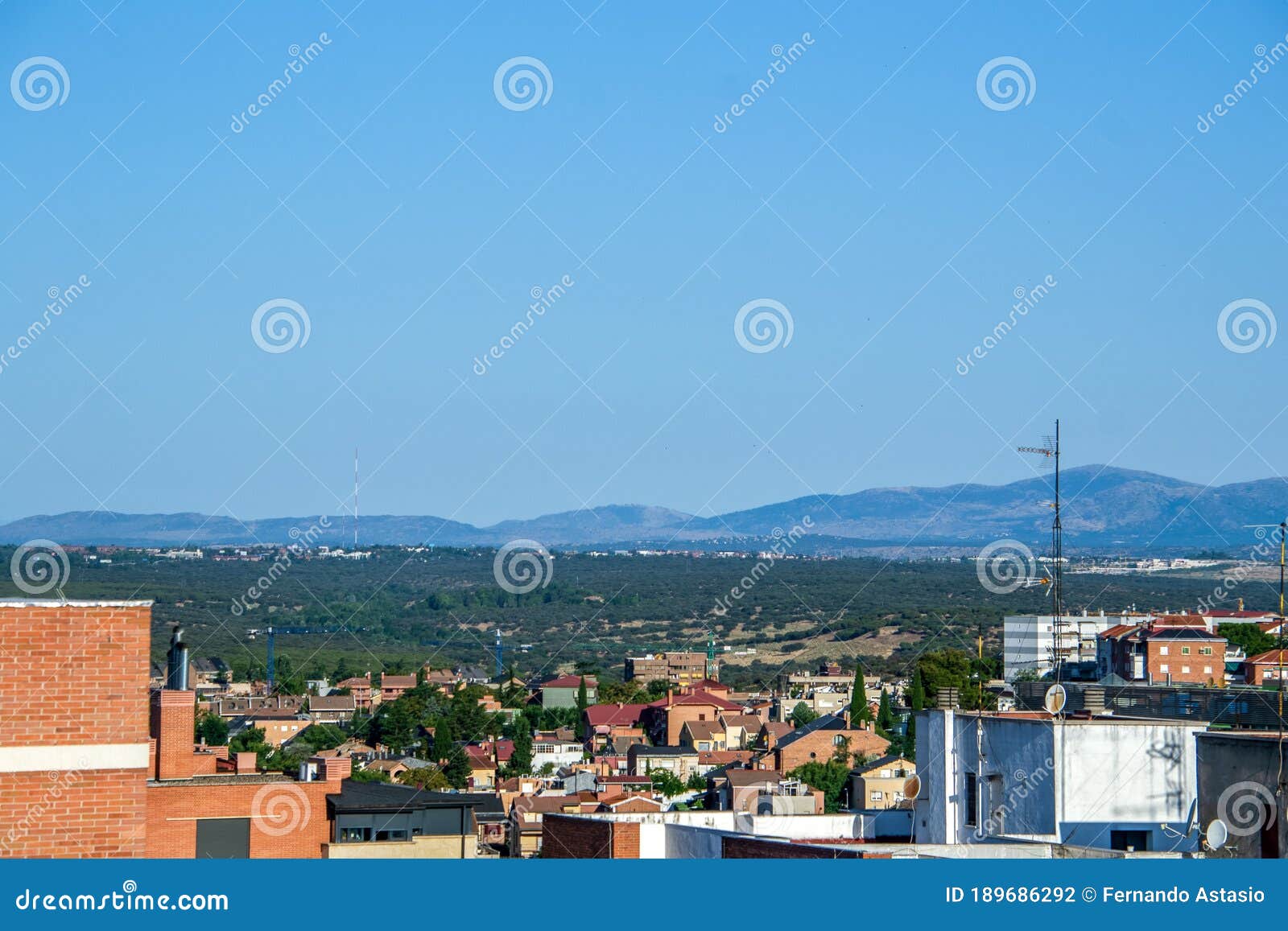 views of the sierra de madrid from above, in spain.